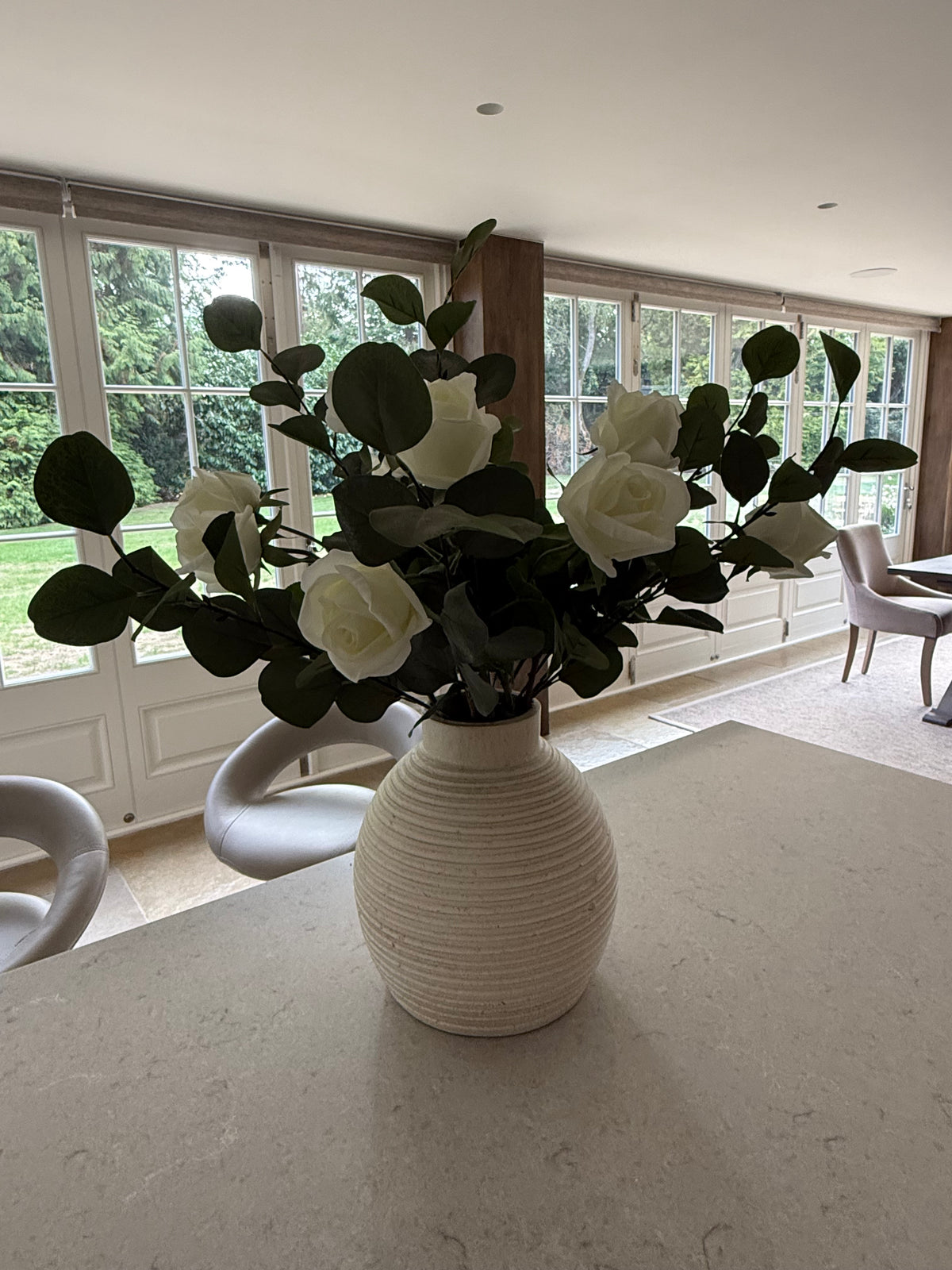 A Dozen Cream Roses with Eucalyptus