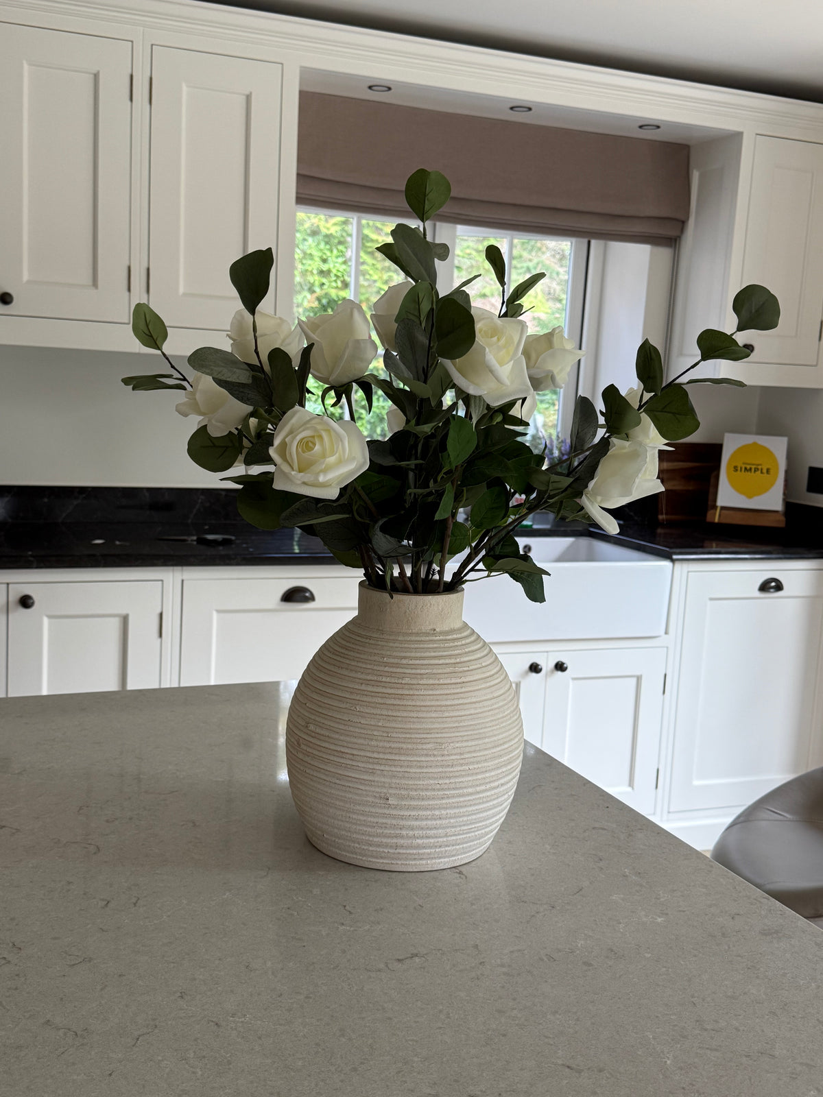 A Dozen Cream Roses with Eucalyptus