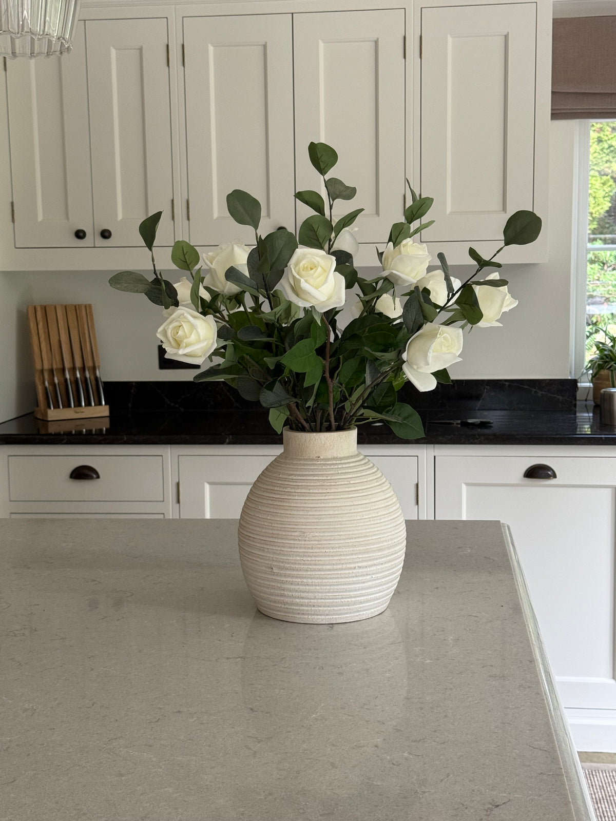 A Dozen Cream Roses with Eucalyptus